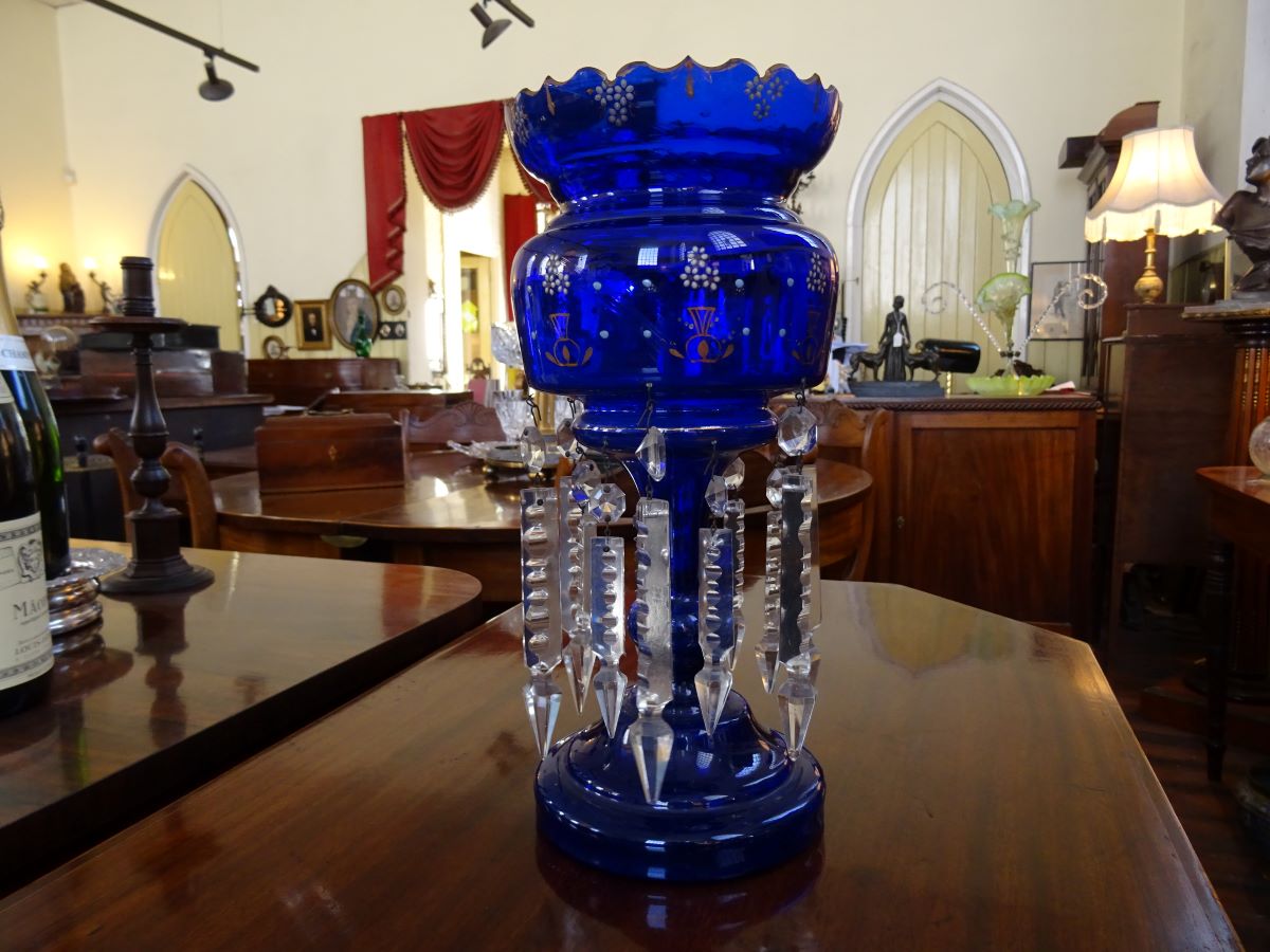 19th century Bristol Blue Glass Lustre
